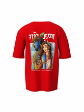 Radharani & Madhava Spiritual Red Unisex Oversized T-Shirt
